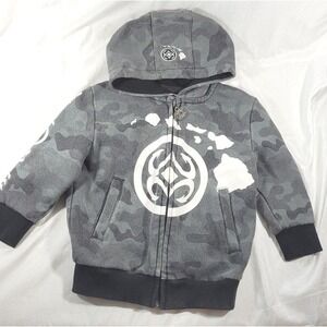 Maui Built Hawaii Youth Full Zip Hoodie Sweatshirt - Gray Camo - Sz YOUTH Medium